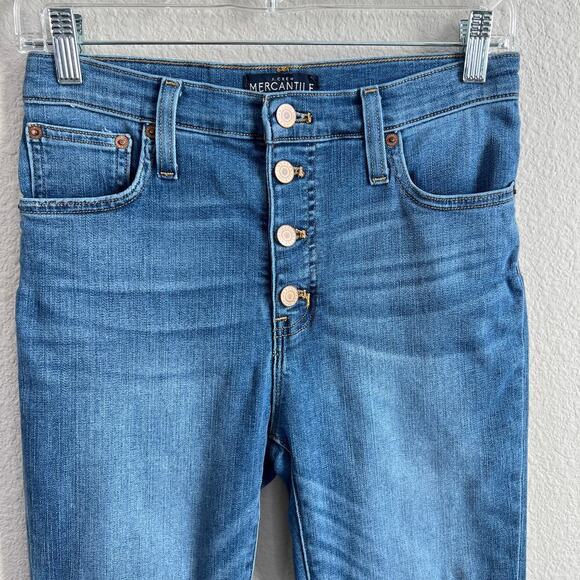 J. Crew Mercantile Jeans Women's 27 Exposed Button Step Hem Superskinny Straight - Picture 3 of 6